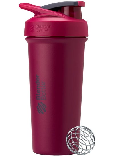 اشتري Blenderbottle Strada Sleek Shaker Cup Insulated Stainless Steel Water Bottle With Wire Whisk, 25-Ounce, Raspberry في الامارات