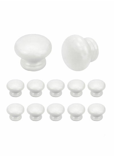 Buy Round Wood Cabinet Knobs, Mushroom Shape White Wooden Pulls, Drawer Dresser Cupboard Wardrobe (12pcs, Diameter: 1.34 Inch, Height: 1 Inch) in Saudi Arabia