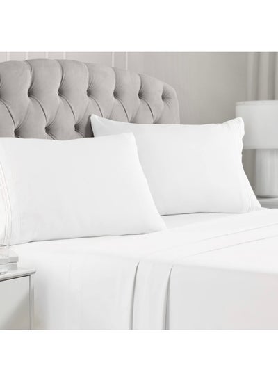 اشتري Bed Sheet Set - Brushed Microfiber 1800 Bedding - Wrinkle  Fade  Stain Resistant - 4 Piece  Cal King  White في الامارات