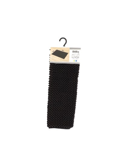 Buy Anti-Slip Microfiber Bathroom Mat with Balls Black 50 x 80 cm 7744103 in Saudi Arabia