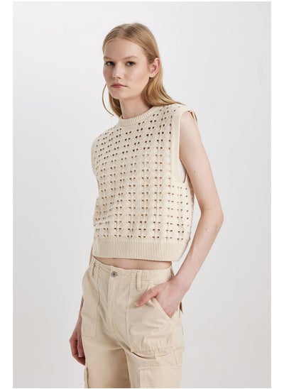 Buy Woman Relax Fit Crew Neck Tricot Vest in Egypt