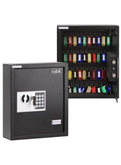 Buy 40-Keys Metal Storage Safe Box Cabinet with Key and Digital Pin Code Lock, Wall Mounted For Hotels Real estate Warehouse Schools Universities Business (Black, 40 Keys Capacity) in UAE