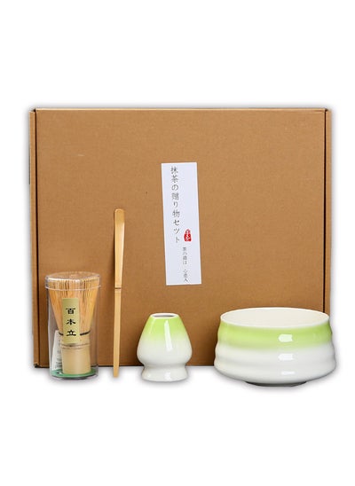 اشتري Matcha Whisk Set, 4pcs Japanese Tea Set,Matcha Whisk,Traditional Scoop, Matcha Bowl, Ceramic Whisk Holder,Traditional Matcha Tool Set for Matcha Tea Ceremony(Green and White) في الامارات