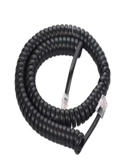 Buy DKURVE® Telephone Handset Phone Coiled RJ10 Plug to RJ10 Plug Cable 4P4c Lead Black & White in UAE