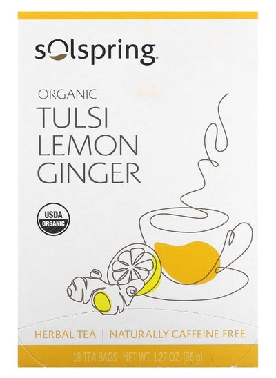 اشتري Solspring Organic Herbal Tea Tulsi Lemon Ginger Caffeine Free 18 Tea Bags 1.27 oz (36 g) في الامارات