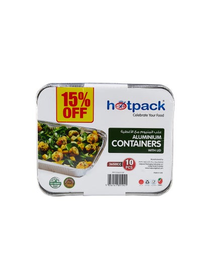 Buy Hotpack | 10Pcs Aluminium Container 73365 + Lid 15% Offer in UAE
