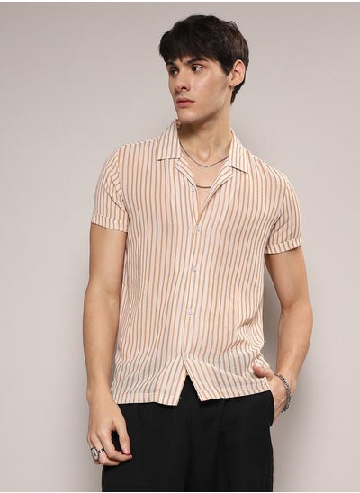 Buy Woven Striped Sheer Casual Shirt in Saudi Arabia