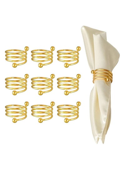 Buy Gold Napkin Rings, 10Pcs Napkin Rings Upgrade Sturdy Metal Napkin Ring Holder Spring Design for Halloween, Wedding Dinning Table Decoration Setting, Hotel Wedding Spring Napkin Rings in Saudi Arabia
