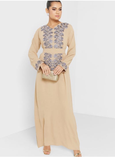 Buy V-Neck Embroidered Jalabiya in UAE