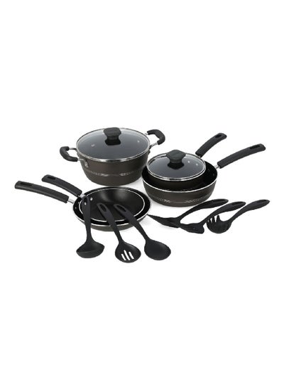 Buy 13-Piece Durable Non-Stick Aluminium Cookware Set with Lid Black 12 x 6.5 x 22 cm 80112/000 in Saudi Arabia