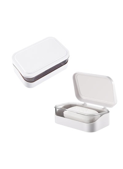 Buy Soap Box 2Pcs Plastic Soap Case Holder with Removable Drainer and Lid Travel Soap Container Great Thickened Soap Dish Easy Cleaning Soap Box for Home Hotel Camping Gym Travel and More in Saudi Arabia