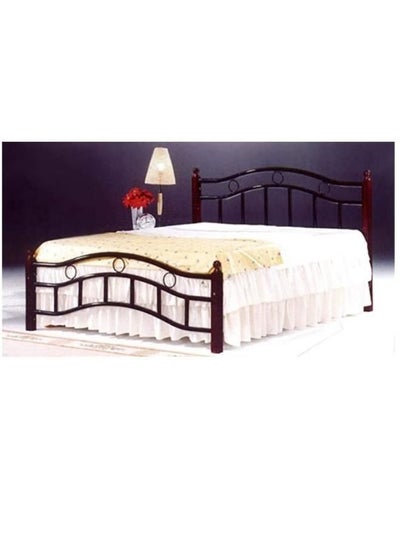 Buy Wooden Steel King Size Bed Cherry Brown Legs 180 x 190 cm in UAE