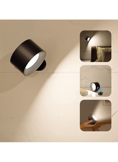 Buy LED Wall Sconce Dimmable Rechargeable Wall Light with Touch and Remote Control 360° Rotate Magnetic Ball in Saudi Arabia