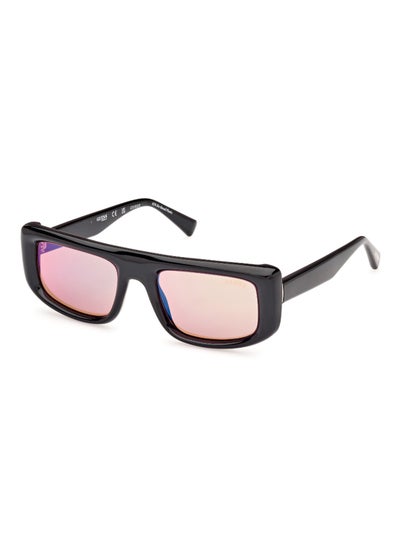 Buy Unisex Mirrored Rectangular Shape Plastic Sunglasses GU0013801U53 - Lens Size: 53 Mm - Shiny Black in Saudi Arabia