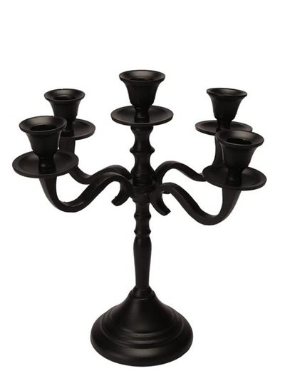 اشتري VOIDROP Five Arm Candelabra 10 inch Tall Black MatteTaper Candle Holders, Candle Stands Candlesticks for Home Decor Wedding Parties Dinning Table Centerpiece Thick Candles (Black) في الامارات