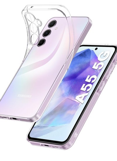 اشتري غطاء متوافق مع هاتف Samsung Galaxy A55 5G مع حماية للكاميرا، جراب حماية شفاف عالي الدقة من السيليكون المقاوم للصدمات لهاتف Samsung A55 في مصر