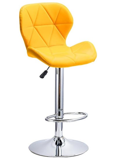 Buy Height Adjustable Bar Stools PU Faux Leather Padded Swivel Barstools Modern Counter Height Chairs with Backrest and Footrest for Pub Kitchen Counter (Yellow, 1) in UAE