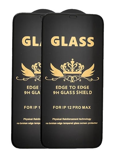 Buy G-Power 9H Tempered Glass Screen Protector Premium With Anti Scratch Layer And High Transparency For Iphone 12 Pro Max Set Of 2 Pack 6.7" - Black in Egypt