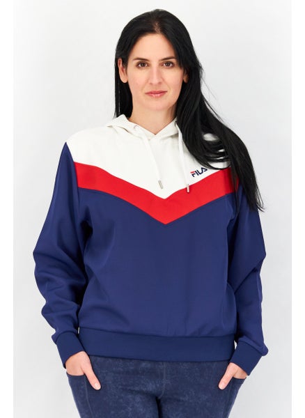 اشتري Women Sportswear Fit Long Sleeve Bosa Cropped Hoody, Medieval Blue/White/Red في السعودية