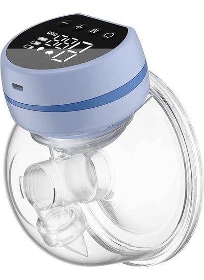 Buy Electric Wearable Breast Pump Low Noise & Hands-Free Anti-Overflow Breast Pump with 3 Modes 9 Levels, Rechargeable Single Milk Extractor with Massage -24mm Blue in UAE