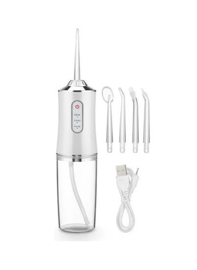 اشتري Water Flosser, Cordless 210mL Professional Oral Irrigator, 360° Nozzle Rotation, Hidden Charging Port, 4 Modes 4 Jet Tips, IPX7 Waterproof, Easy-to-Clean (White) في الامارات