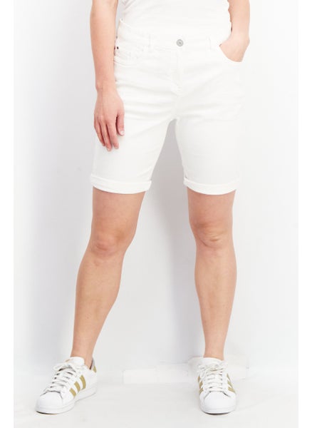 اشتري Women Plain Denim Shorts, White في الامارات