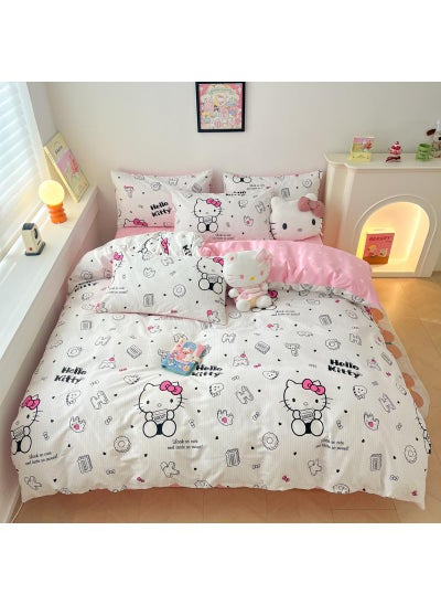 Buy 4-Piece Hello Kitty Cotton Comfortable Set Bed Sheet Set Children'S Day Gift Birthday Gift 200X230cm in UAE