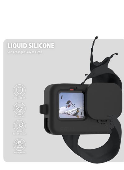 اشتري FitStill Silicone Sleeve Case for Hero 12/Hero 11/ Hero 10 /Hero 9 Black, Battery Side Cover & Screen Protectors & Lens Caps & Lanyard for Go Pro Hero11 Hero10 Hero9 Accessories Kit في السعودية