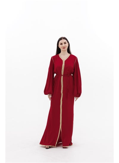 اشتري SIMPLE POLYESTER SOLID RED COLOUR ARABIC KAFTAN JALABIYA DRESS في الامارات