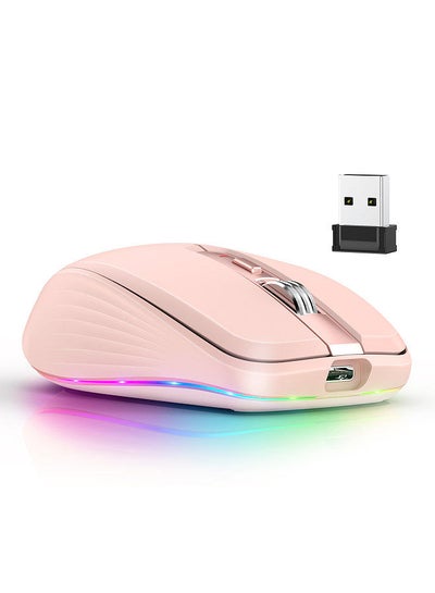 اشتري 2.4G+BT5.1 Dual-mode Wireless Mouse Computer Gaming Mice Ergonomic Design 4-gear   Adjustable DPI Built-in Rechargeable Battery for Laptop في السعودية