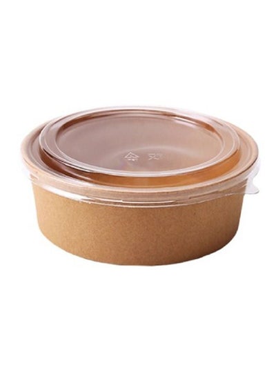 Buy Kraft Salad Bowl 1090ml With Lid Brown Bio Disposable Bowl 25 Pieces in UAE