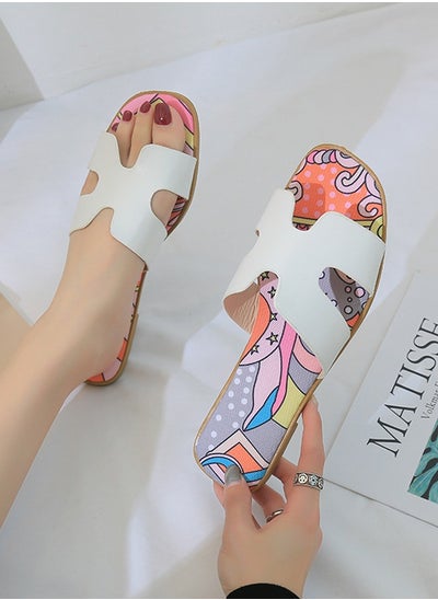 Buy Ladies Fashion Summer Bow Slippers Outdoor or Indoor Flat Beach Sandals in UAE