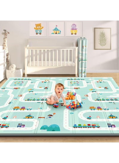 اشتري Reversible XPE Baby Play Mat, Waterproof Foldable Playmat Infants Non Slip Gym Mat, Toddlers Portable Extra Large Thick Foam Crawling Mat with Storage Bag, BPA Free, Size 180*200*1.5cm في السعودية