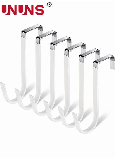 Buy 6PCS Over The Door Hooks - White Metal Sturdy Over Door Hanger Hook for Hanging Clothes, Heavy Duty Door Hanger for Bathroom, Kitchen Hanging Towels, Bags, Hats, Coats in UAE