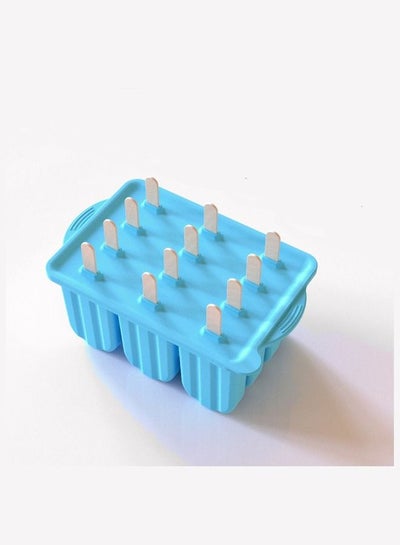 اشتري Ice Cream Mold, 12-Grids Food Grade SiliconeMaking Tool Frozen Ice Popsicle Maker with Cover في السعودية