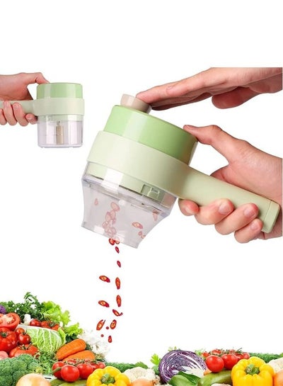 Buy 4 in 1 Handheld Electric Vegetable Cutter Set Wireless Food Processor Carrot Potato Chopper Cutting in Saudi Arabia