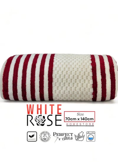 Buy Soft And Absorbent Single Pcs Bath Towel 550GSM - Bathroom Towel Waffle Collection (70x140cm) Red in Saudi Arabia