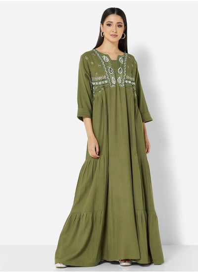 اشتري CLASSIC THREEFORTH SLEEVES WITH WESTERN CUT ARABIC JALABIYA في السعودية