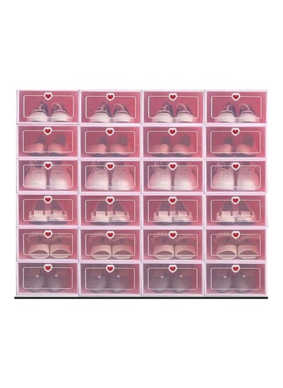 اشتري Clear Plastic Shoe Storage Transparent Stackable Organizer box (White 24PCS) في الامارات