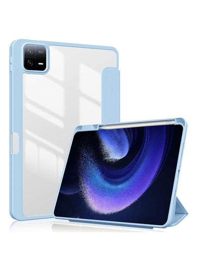 Buy Case For Xiaomi Pad 6/6 Pro 11 Inch Clear Shockproof Back Cover Built-in Pencil Holder Auto Sleep/Wake (Baby Blue) in Egypt