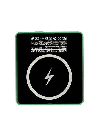 اشتري 5000.0 mAh 5000mAh Fast Magnetic  Portable Power Bank Charger for iPhone 12 series.  Green green/Black في الامارات