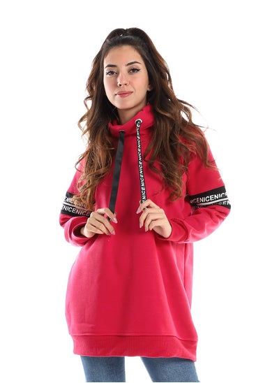 Buy Woman Hoodie With Printed Tape And Zipperon Two Arms in Egypt