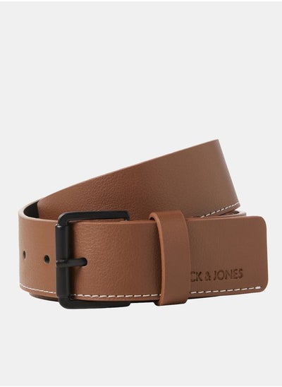 Buy Faux Leather Contrast Buckle Belt in Saudi Arabia