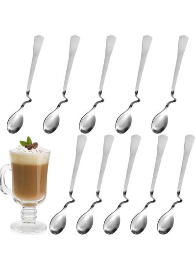 Buy Coffee Spoons,10 Pieces Latte Macchiato Spoon Tea Spoons Stainless Steel Espresso Spoon Honey Spoon Long Drink Spoon with Kink for Home Office Cafe Travel in UAE