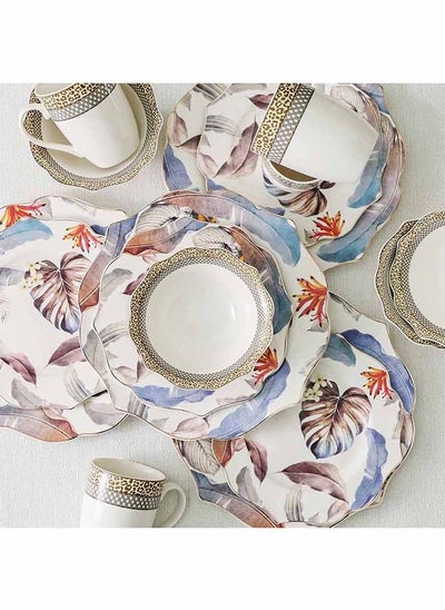 اشتري Angelika 16-Piece Lotus Shape New Bone China Dinner Set-Serve 4 في الامارات