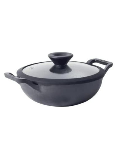 Buy Meyer Pre Seasoned Cast Iron Kadai Iron Kadhai with Lid for Cooking and Stir Frying | Heavy Base Iron Kadai Small Size | Gas Stove and Induction Friendly 20cm/ 1.5 Liters, Black in UAE