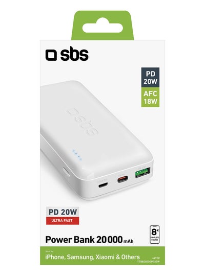 Buy SBS 20,000 mAh multi-port power bank with 20W Power Delivery technology,designed in Italy in UAE