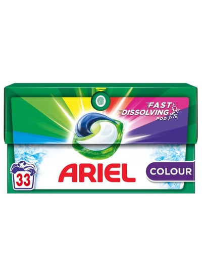 Buy Ariel All-in-1 PODS, Washing Liquid Laundry Detergent pods 33 Washes, Color, Brilliant Stain Removal (33×18.4g) 607.2g in UAE