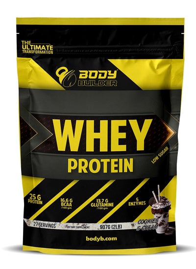 Buy Body Builder 100% whey protein - Cookies Cream- 2lb, Elite Whey Protein Blend for Optimal Muscle Growth and Recovery, Rich in BCAAs, Glutamine and Digestive Enzymes, perfect post workout fuel in UAE