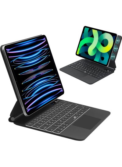 Buy Arabic Magic Keyboard for iPad Air 6th 11 Inch M2 (2024) iPad Air 5th 10.9 Inch (2022)/Air 4th 10.9 Inch (2020) iPad Pro 11 inch (2022/2021/2020/2018) with Magnetic Back Cover, Smart Trackpad Backlit in UAE